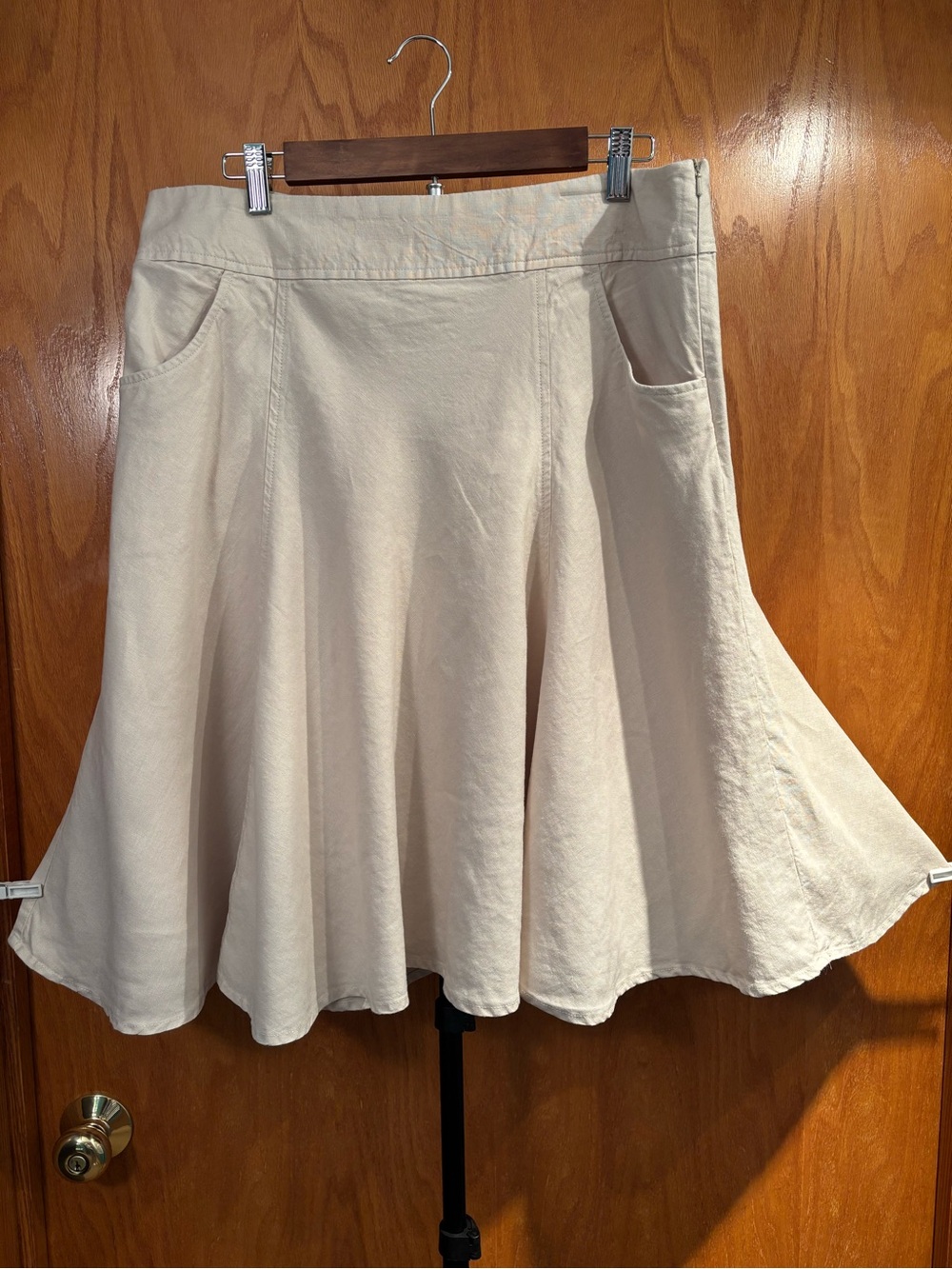 J. Jill LINEN Circle Skirt 14 minimalist neutral old money quiet luxury MIDI
